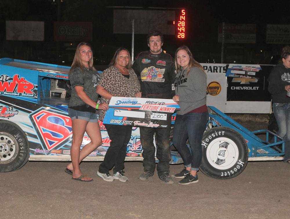 Lucky and good, Winebarger sweeps Memorial Weekend IMCA Modified features at Antioch